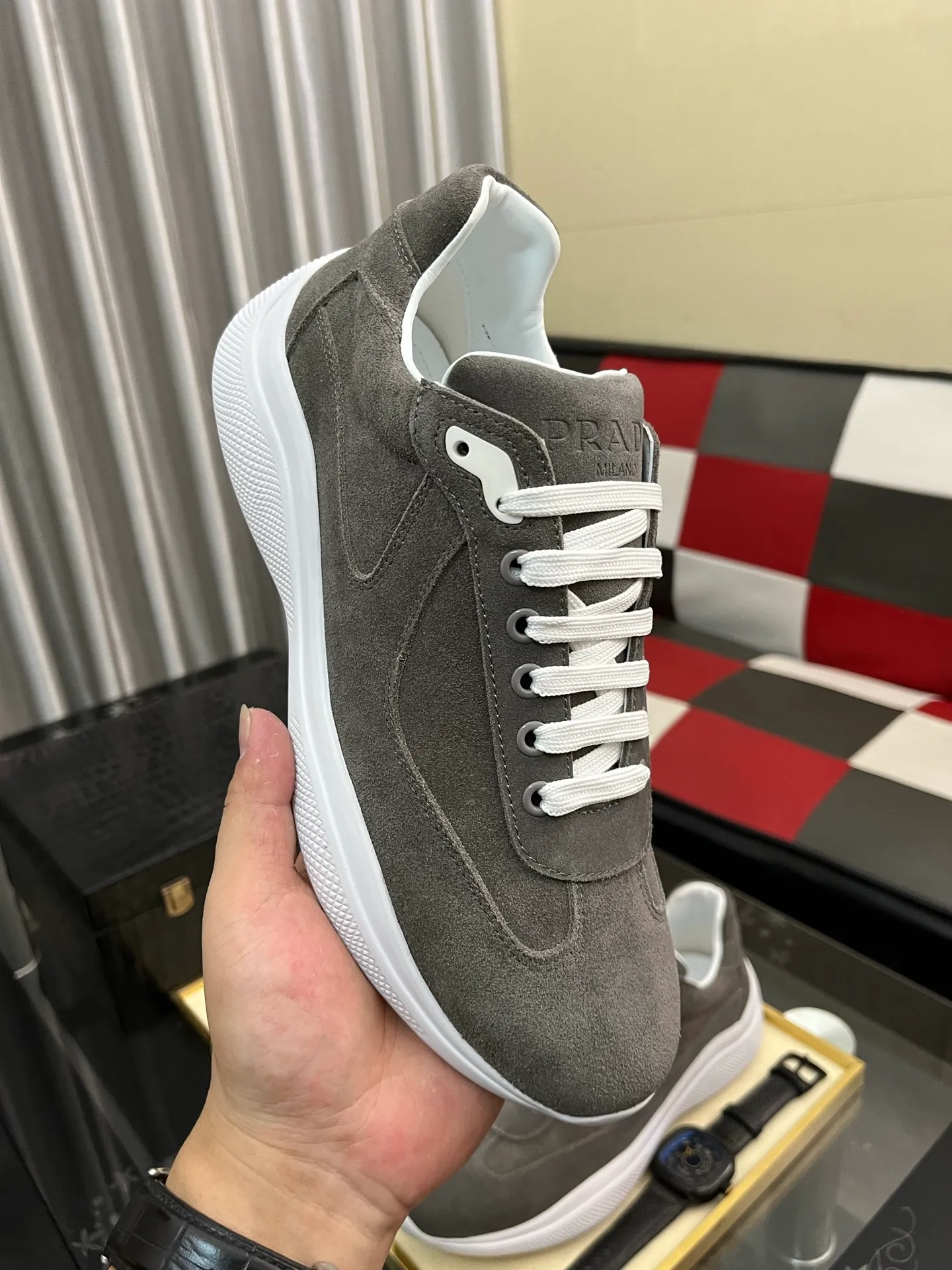Men's shoes 💰400⌚️⌚️【PRADA】Prada casual shoes, originally developed 1:1, made of high-mercerized cowhide with imported cowhide, silk sheepskin lining, rubber outsole, comfortable and soft on the foot, size: 38-444️⃣Colors available